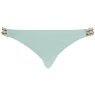 Green jewel strap bikini bottoms